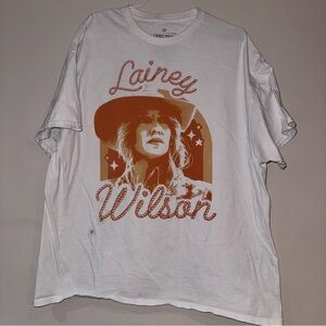 Lainey Wilson Graphic Tee - White with Orange Print